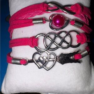 Pink Infinity Heart Bracelet set of 3 Great socking stuffers.  New